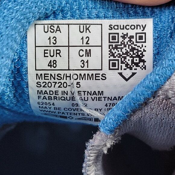 Saucony Tempus Mens 13 Running Athletic Shoes Sneaker Mesh, Concrete/Indigo - Picture 11 of 11